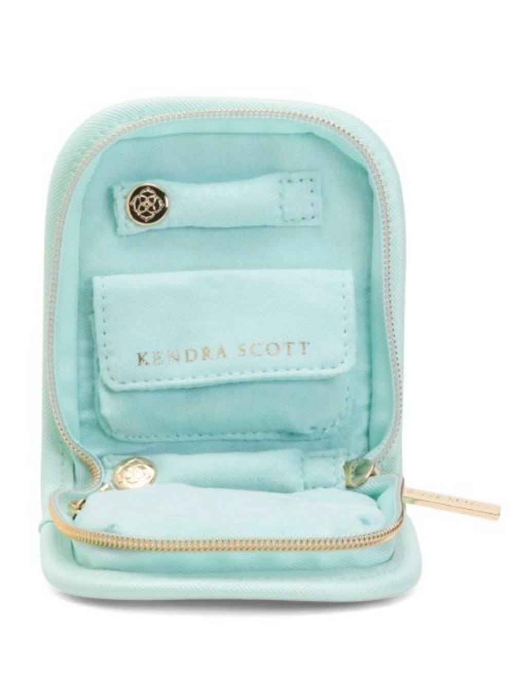 Kendra Scott Travel Jewelry Wallet Pouch In Gold/mint - Picture 2 of 6